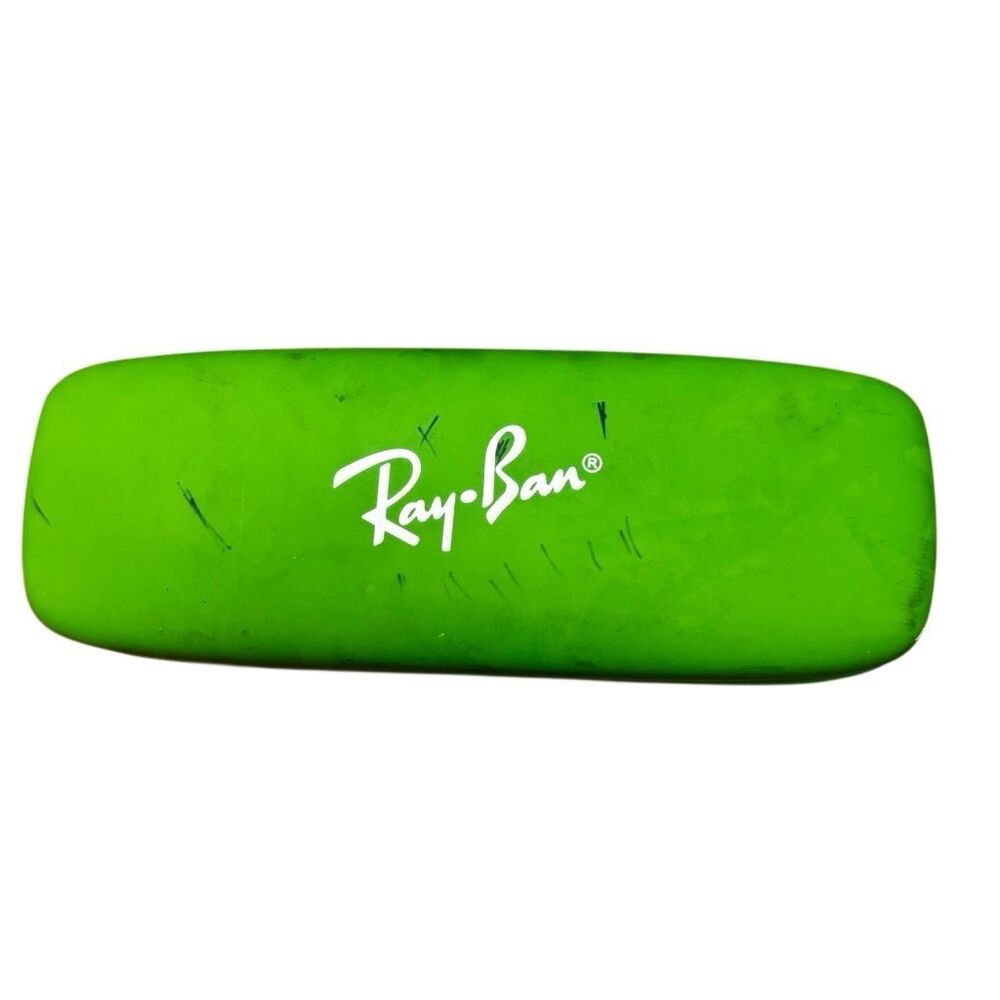 Ray-Ban Hard Clamshell Eyeglass Case - Lime Green Exterior, Red Interior